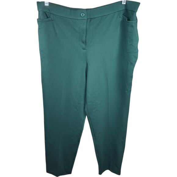 Tailored by Susan Graver Regular Smart Ponte Slim Leg Trouser Pine Grove 1X - Picture 1 of 12